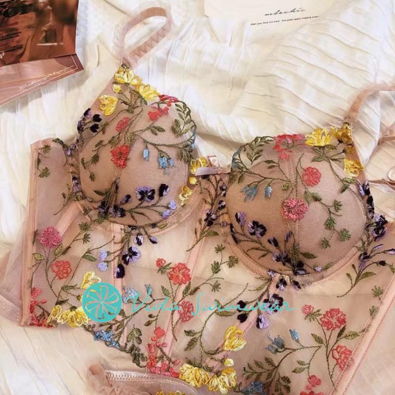 COD Floral Corsets Lace Corsets Push-up Bras Underwire Bras Lingerie ...