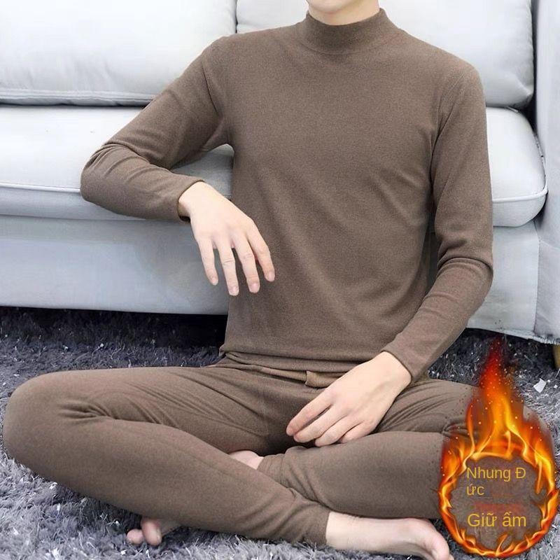 Bộ Đồ Đồ Lót Giữ Nhiệt Cho Nam, Lót Lông Cừu Dralon Hai Mặt, Dày Dặn, Cổ Giữa, Chống Lạnh, Chống Đóng Băng, Thích Hợp Cho Mùa Đông, Nhiệt Độ Sưởi Ấm 6