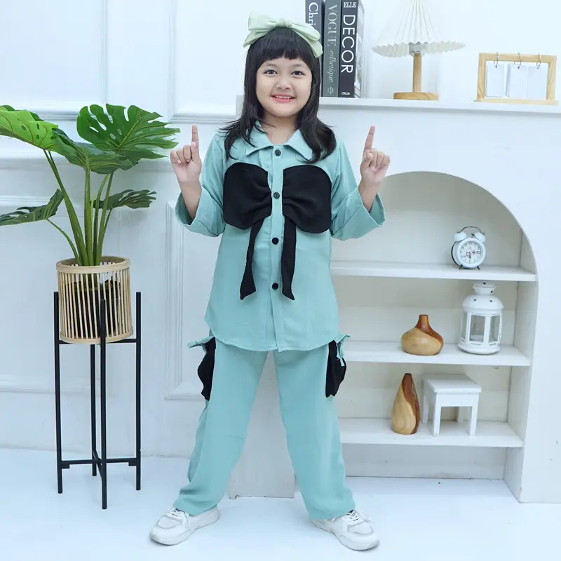 YA018 Baju anak perempuan usia 4-12 tahun setelan kupu kupu celana kargo Fashion 5