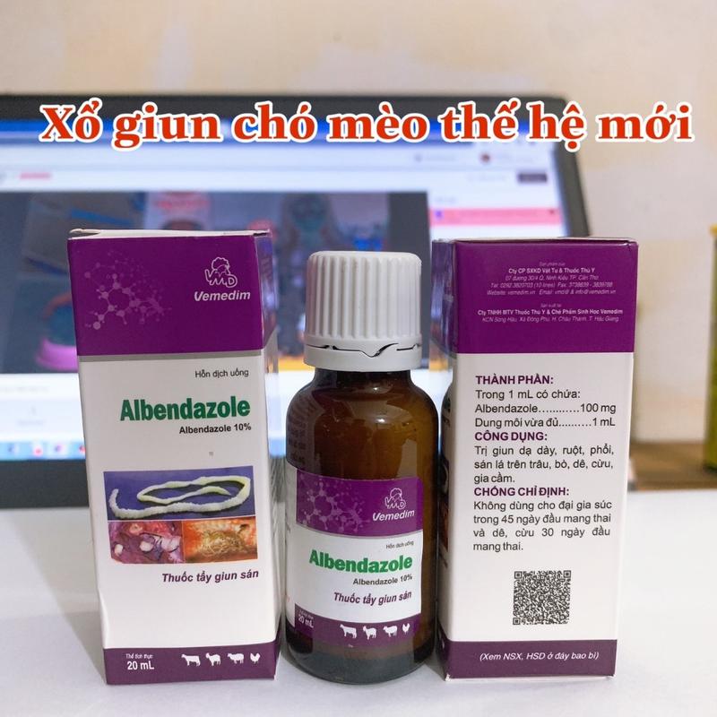 Albendazol xổ giun cho chó mèo dạng nước 20ml