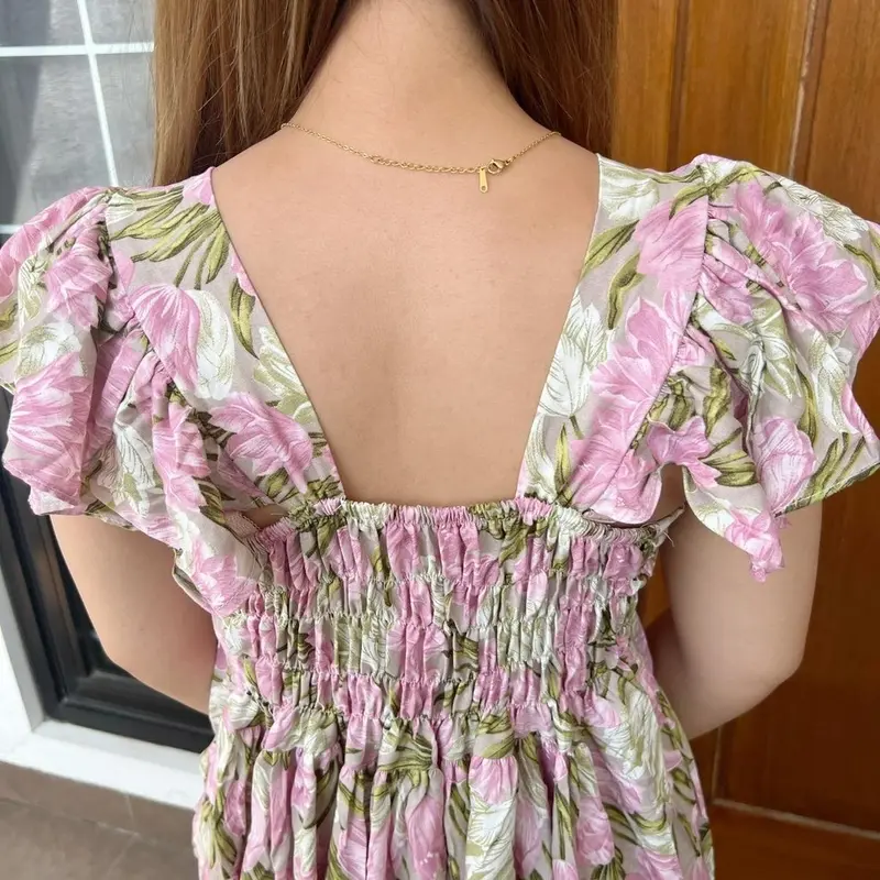 Queen Summer Dress Ruffle Babydoll Motif Pendek Wanita Casual Fit Rayon Premium LD 120 7