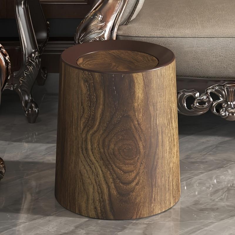 Product Introduction of Wood Grain Design Trash Can, 1 Count Modern Silent Trash Can, Household Waste Bin with Lid, Trash Bin for Home, Office and Hotel 4