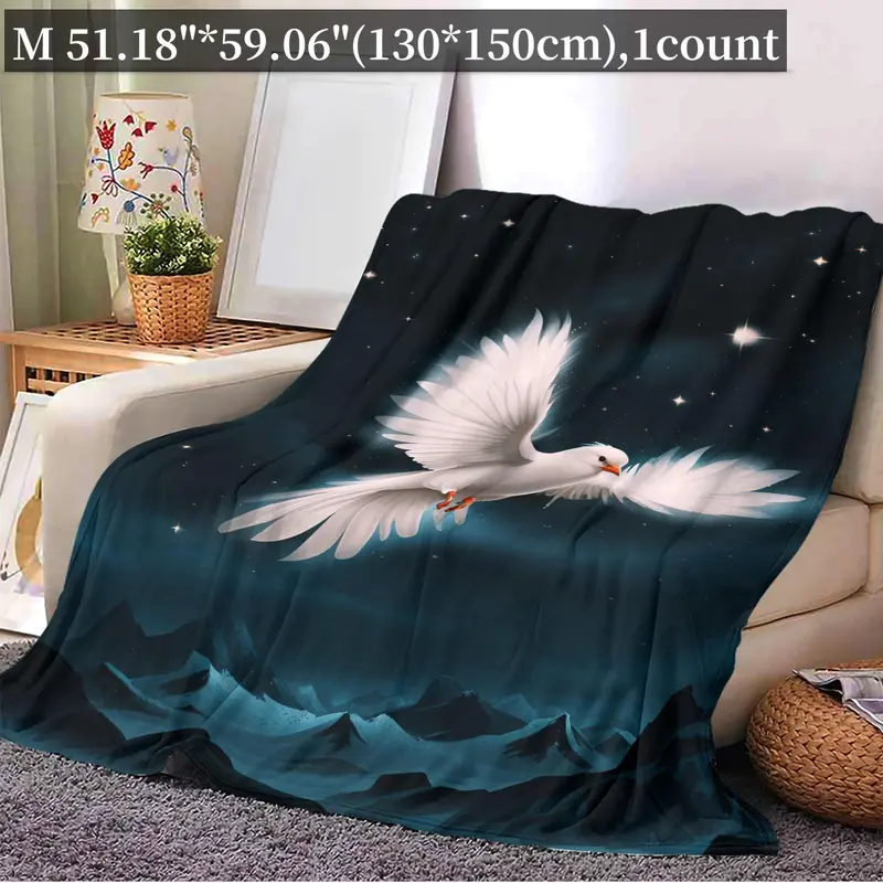 Dove Pattern Blanket, Soft Comfy Throw Blanket, Air-conditioned Room Blanket, Warm Nap Blanket for Home Office Travel Camping 5