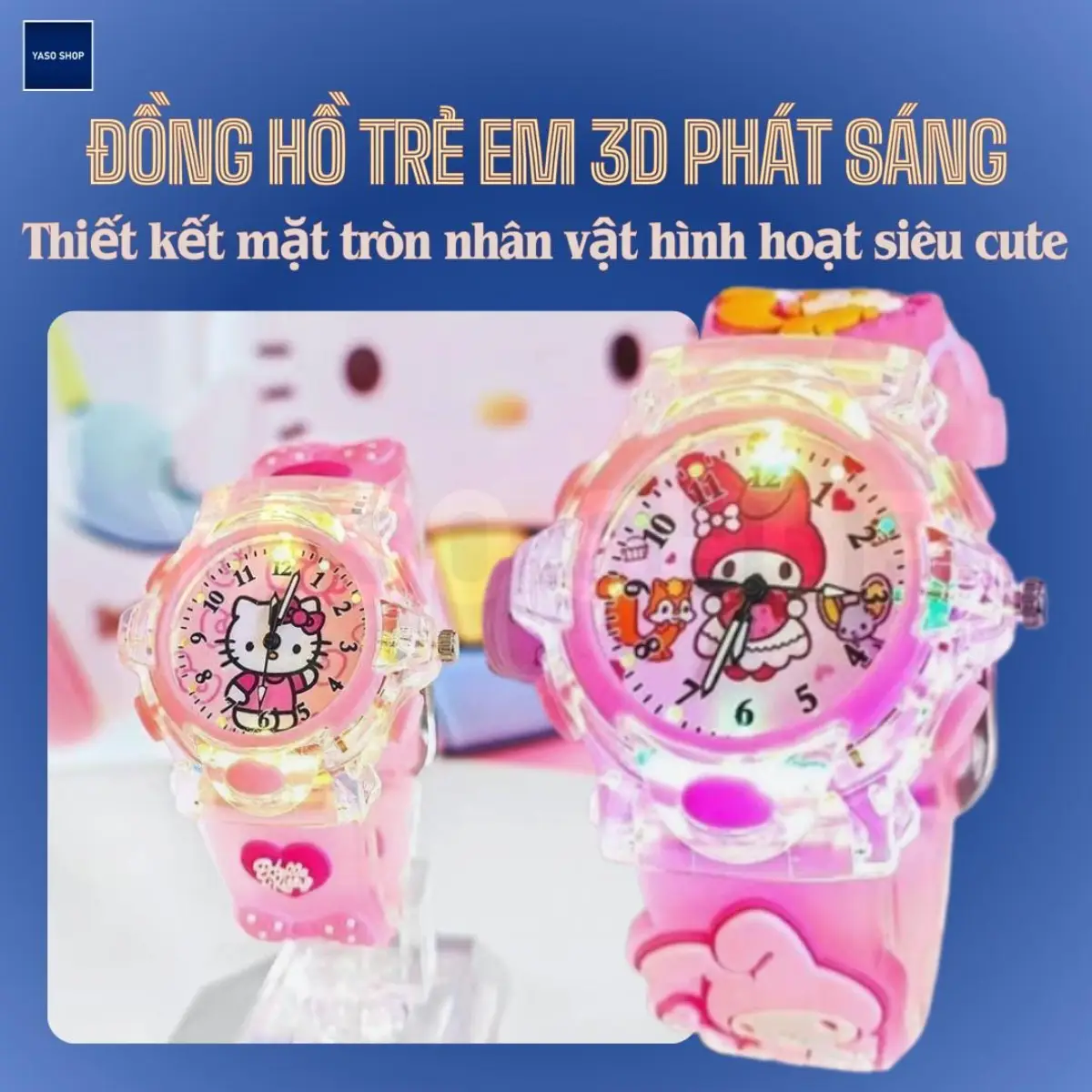Hoạt Hình Đồng Hồ Đeo Tay Có Đèn led Hình kuromi / hello kitty Nhiều Màu Sắc Cho Bé - 1