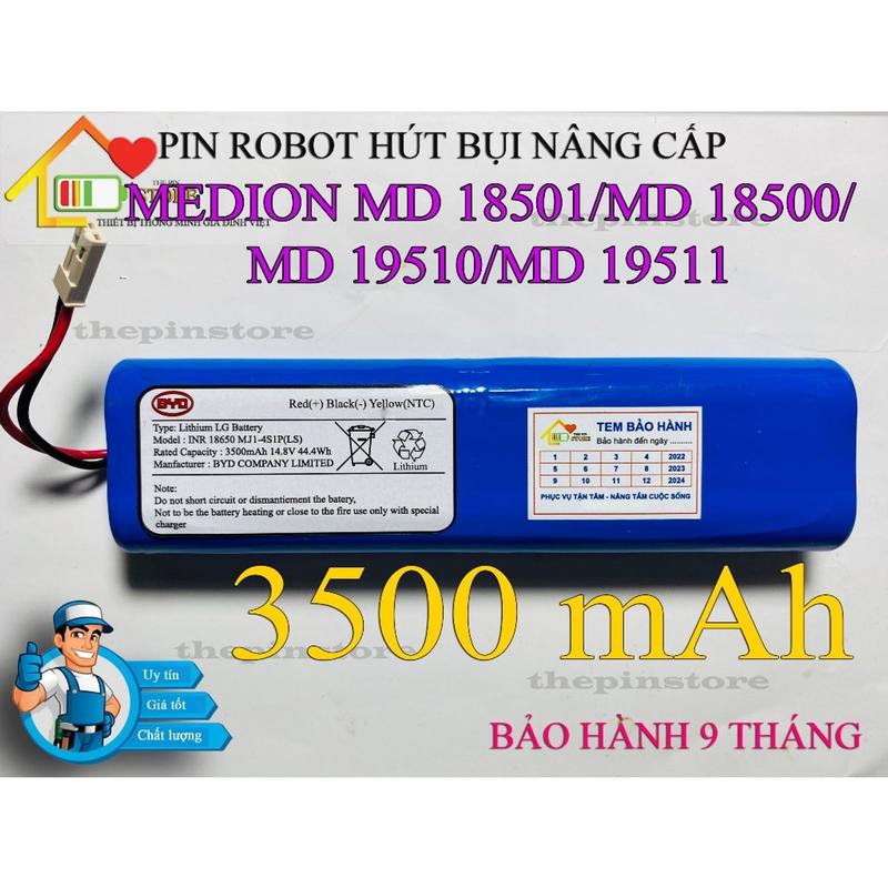 (DUNG LƯỢNG 3500 mAH) PIN ROBOT HÚT BỤI LAU NHÀ MEDION MD 18501/MD 18500/ MD 19510/MD 19511 ( BH 9 THÁNG)