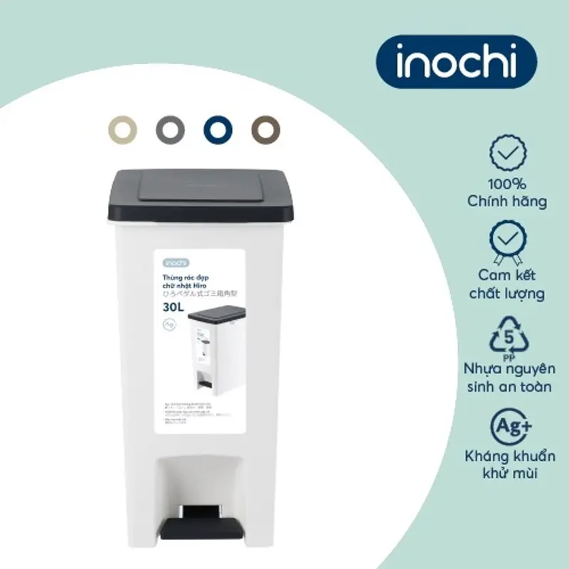 Thùng rác đạp chữ nhật Inochi - Hiro 10L, 15L, 20L, 30L nhiều sự lựa chọn 3