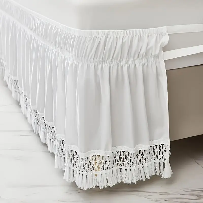 Solid Color Ruffle Trim Bed Skirt, Soft Comfortable Bed Skirt, Bedding Supplies for Home Bedroom Hotel Dormitory 3