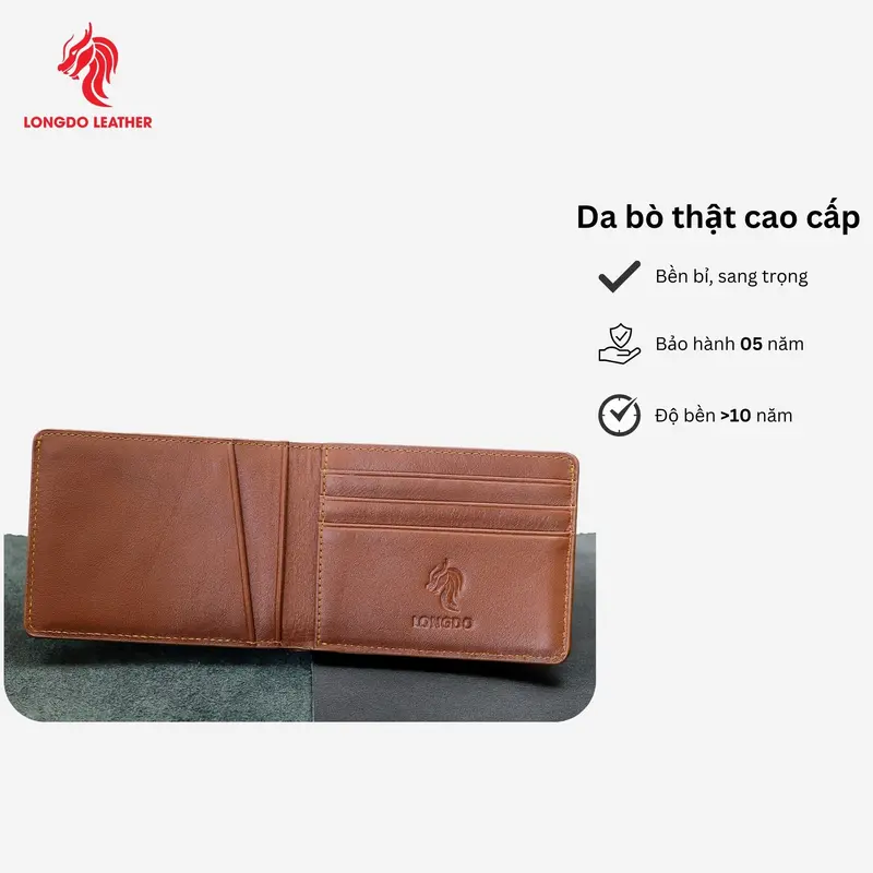 Ví da cao cấp cho nam mini (Không để được giấy tờ cũ) thương hiệu LONGDO LEATHER - B10 3