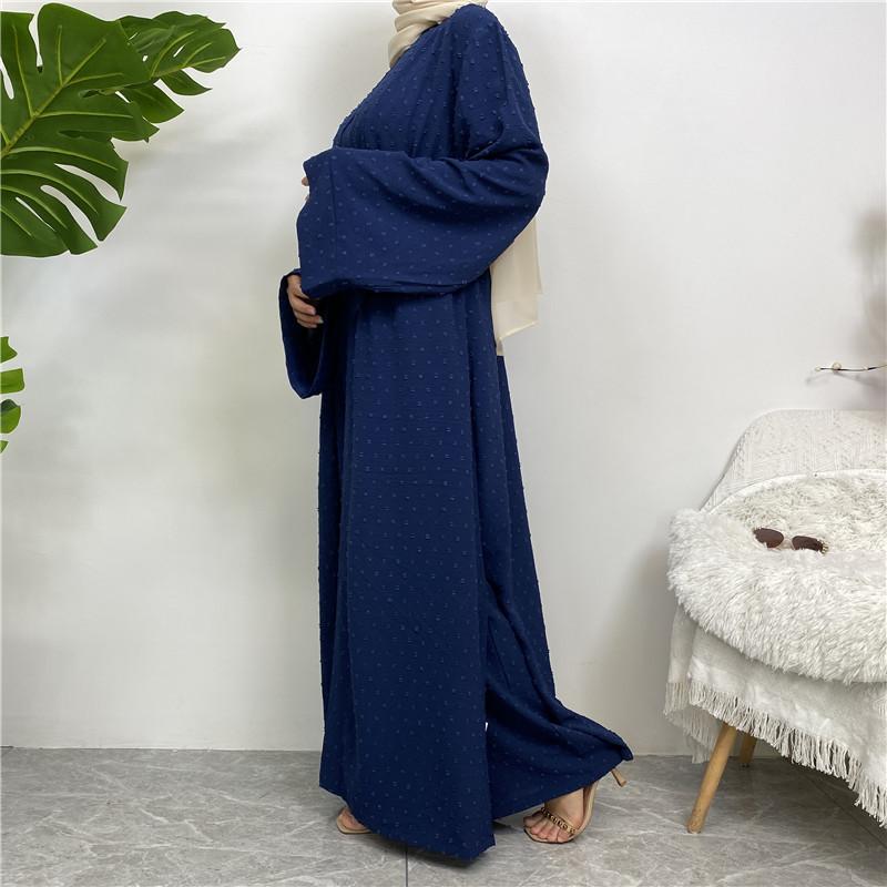Product Introduction of Robe Three-Piece Set Long Cardigan Sleeveless Top and Pants with Pockets Muslim Islamic Clothing 1958 16