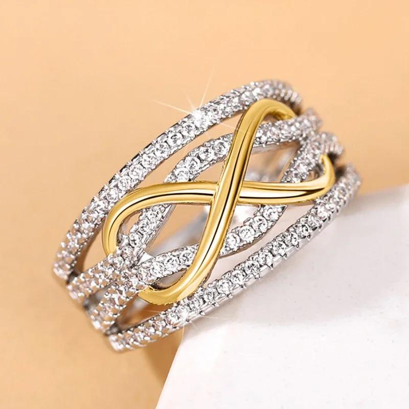 Product Introduction of Fashion Infinite Love Rings for Women Full Bling Iced Out Cubic Zirconia Wedding Engagement Rings Trendy Luxury Jewelry Anillos 9