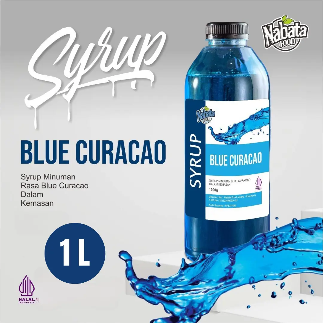 Nabata Food Sirup Blue Curacao 1Liter Premium I Syrup Blue Curacao Botol