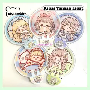 KIPAS AJAIB Kipas Tangan Lipat Bulat Dodogirl Cute Free Dompet Kecil round mudah dilipat Round Foldable portable random