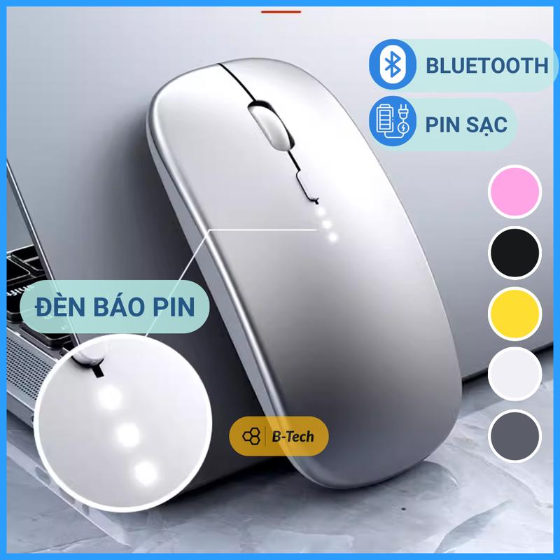 Chuột không dây bluetooth wireless mouse sạc W330, chuột cho macbook ipad android phone tablet - B-Tech, BTech TPHCM không dây chuột hai chế độ (đen)