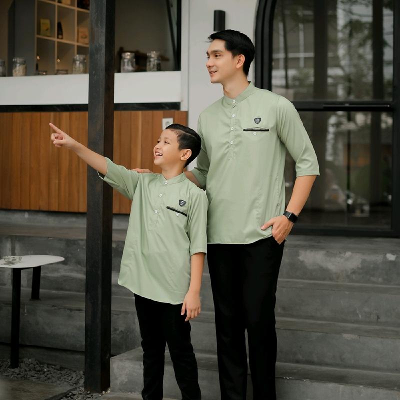 Baju Koko Kurta Couple Ayah Anak Lengan 3/4 Laris Series - Atasan Koko Warna Tercota Mega Riski 2