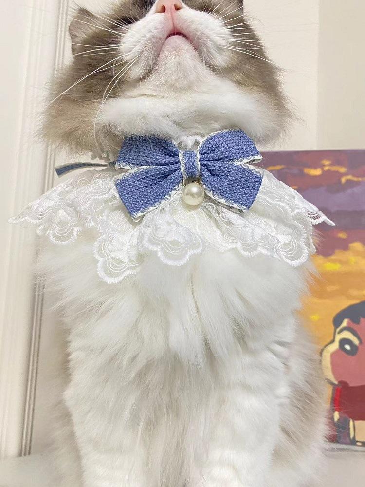 Product Introduction of Pet Collar Romantic Bowknot Cat Lace Collar with Adjustable Straps Lace Mesh Dog Collar Stylish Lace Mesh Dog Bib Pet Supply 11