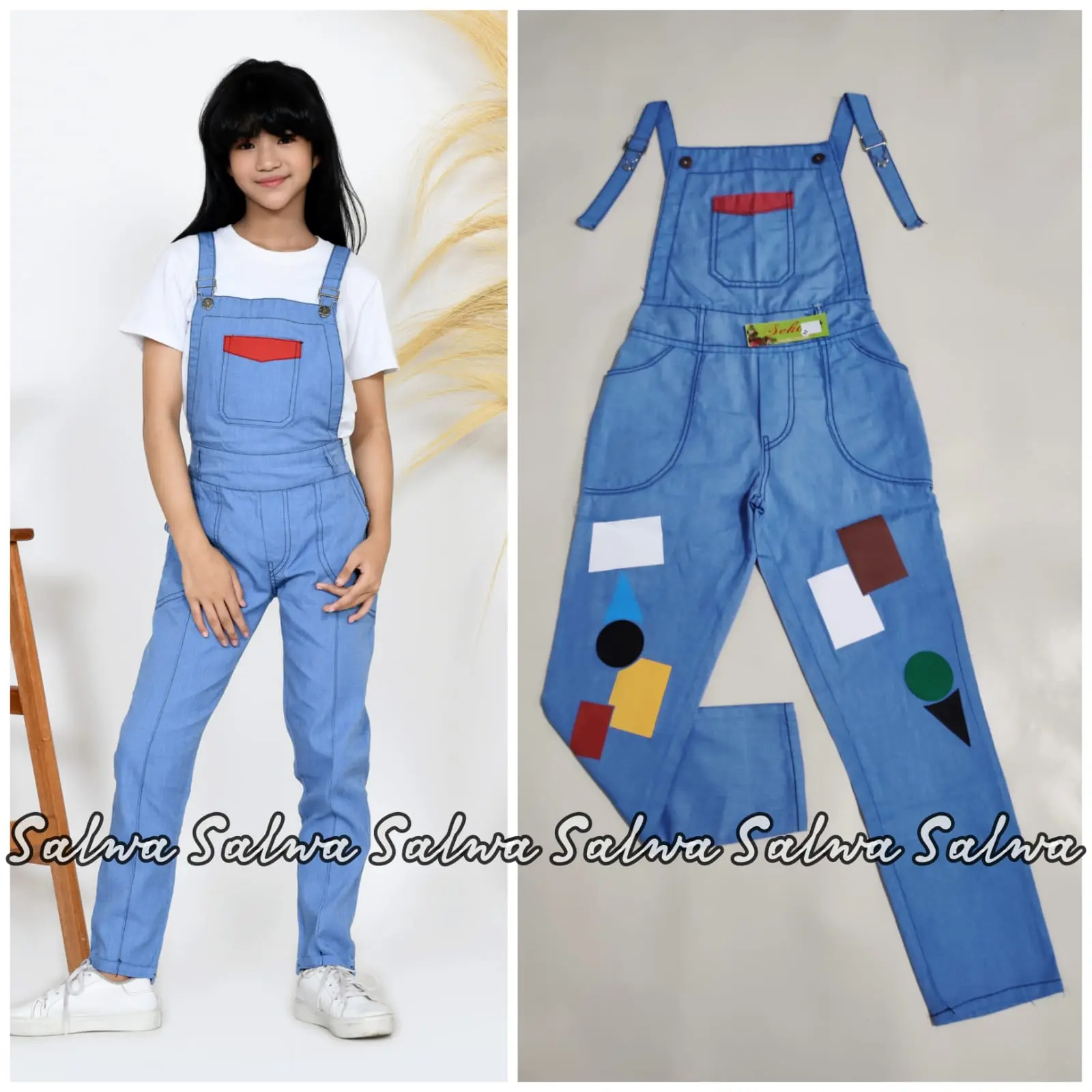 Overall jeans anak perempuan terbaru 2023 usia 5-12 TAHUN