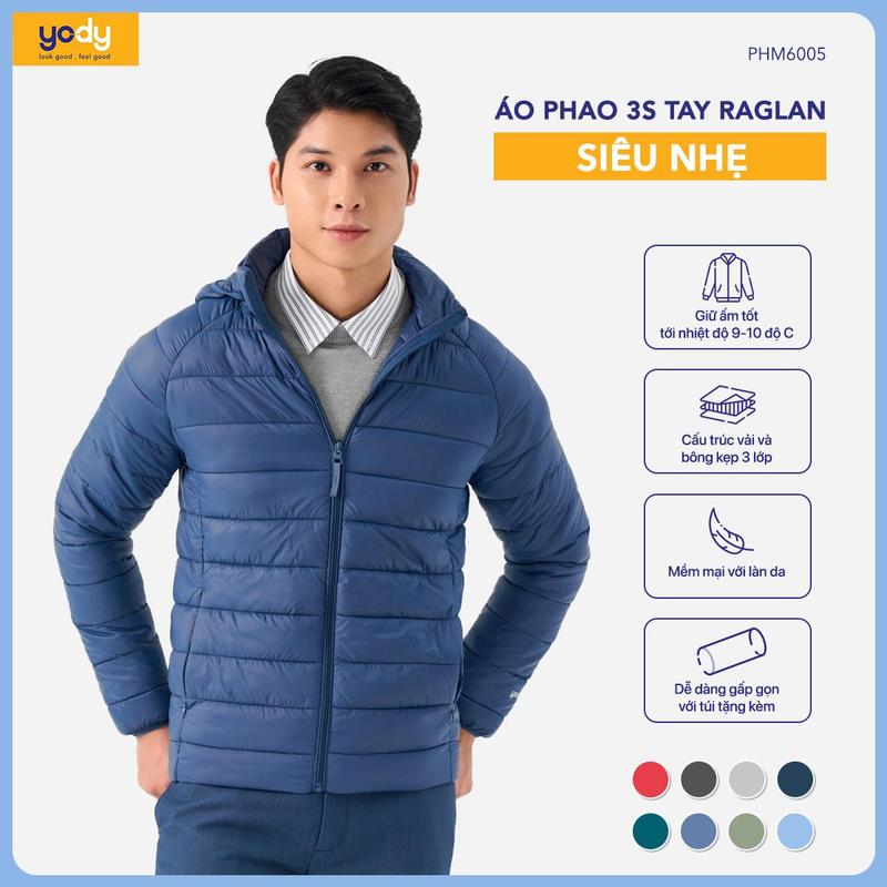 [HOT] YODY Áo Phao Nam 3S Siêu Nhẹ Tay Raglan PHM6005