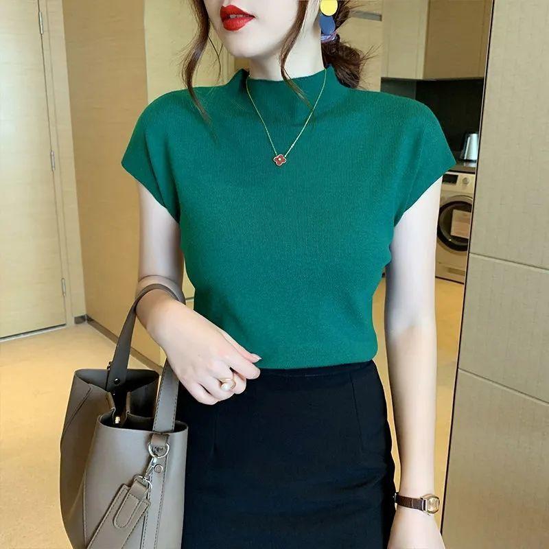 Product Introduction of Áo Len Tay Ngắn Dáng Ôm, Cổ Lọ Nửa, Hàng Mới Về Mùa Hè 2025, Áo Chui Đầu Bó Sát, Dễ Phối Đồ Thích Hợp Cho Lớp Nền Áo Cánh, Có Thể Mặc Bên Trong Áo Cánh, Dành Cho Nữ 4