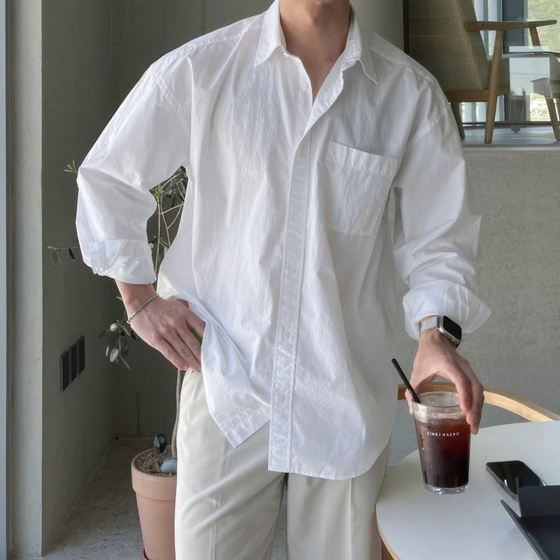 Áo sơ mi nam cổ đức bẻ dài tay màu Trắng vải LINEN Đũi cao cấp đũi hàn quốc Premium [SM4] Menswear Shirt Jean