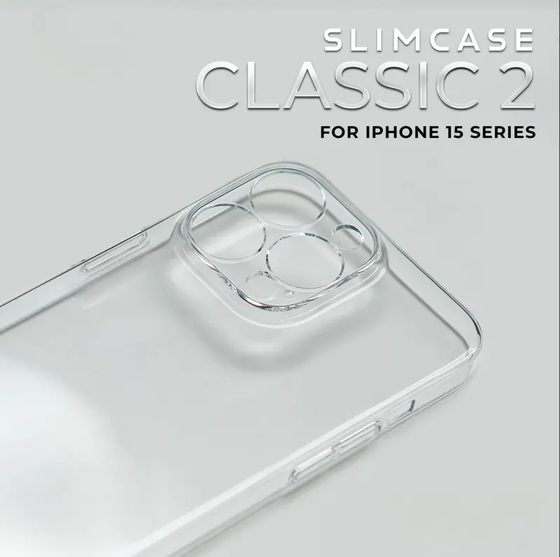 Slimcase Classic 2 Casing Transparan - Case iPhone untuk iPhone 15 Series - ketebalan 0,5mm, anti sinar UV, anti menguning, desain minimalis dan elegan 5