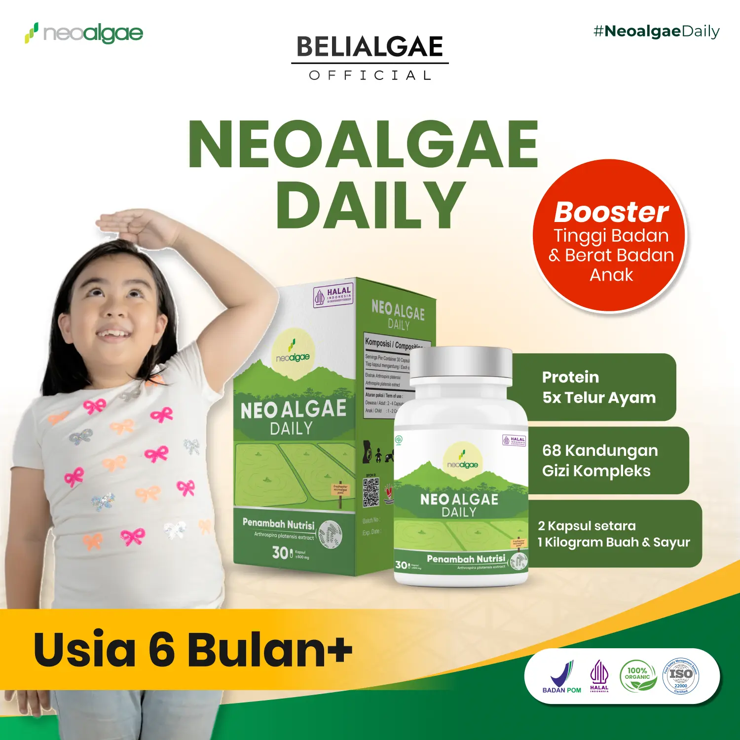 Neoalgae Daily + Susu Bonevita (Bundling) BPOM HALAL ORIGINAL