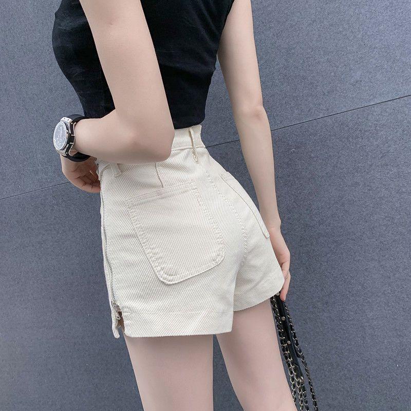 Quần Short Denim Bó Sát Cạp Cao, Quần Short Mùa Hè Nữ, Hàng Mới Về, Phong Cách Hàn Quốc, Chữ A Dáng Rộng Rãi, Ống Rộng, Dễ Phối Đồ Thường Ngày Quần Hot 2
