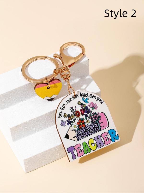 Creative Heart & Slogan Design Keychain, Cute Keychain for Teacher, Keychain Bag Pendant, Charms Car Keychain Accessories As Gift 3