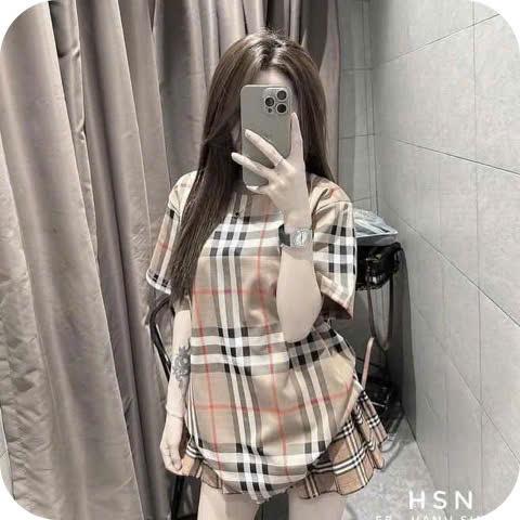 Set Áo Phông Kẻ Toàn Thân Mix Cùng Quần Short Jean Hở Túi - Women [hàng mới về] Women 2