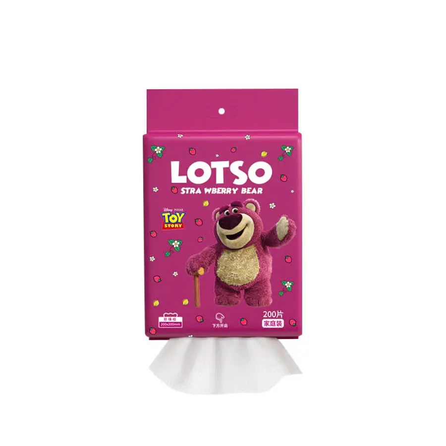 Khăn khô Gấu Dâu Lotso 200 tờ - Chất liệu mềm mại