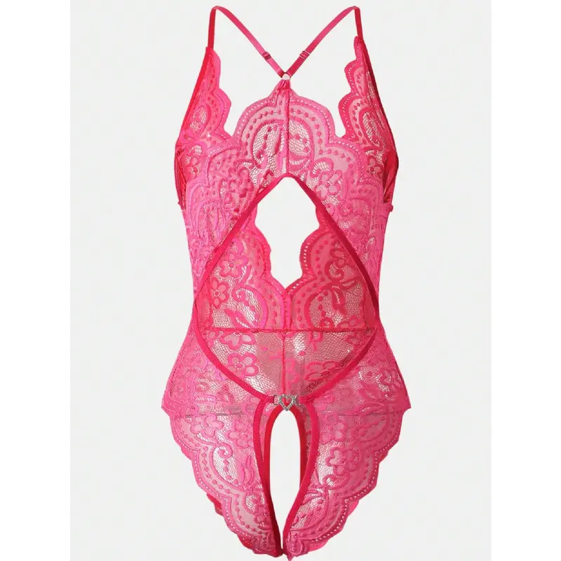 Lace Crotchless Sexy Lingerie Bodysuit, Stretchy Temptation Fashion Leotard, One-Piece Bodysuit (Non-Removable) 2