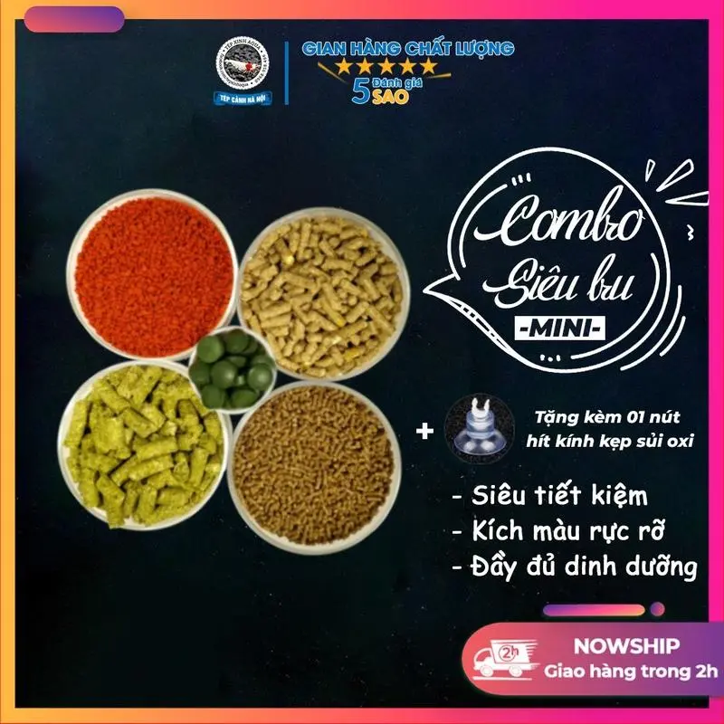 [Combo siêu bu mini] Thức ăn tép cảnh tối ưu - 5 loại cao cấp - Tep Xinh Aqua
