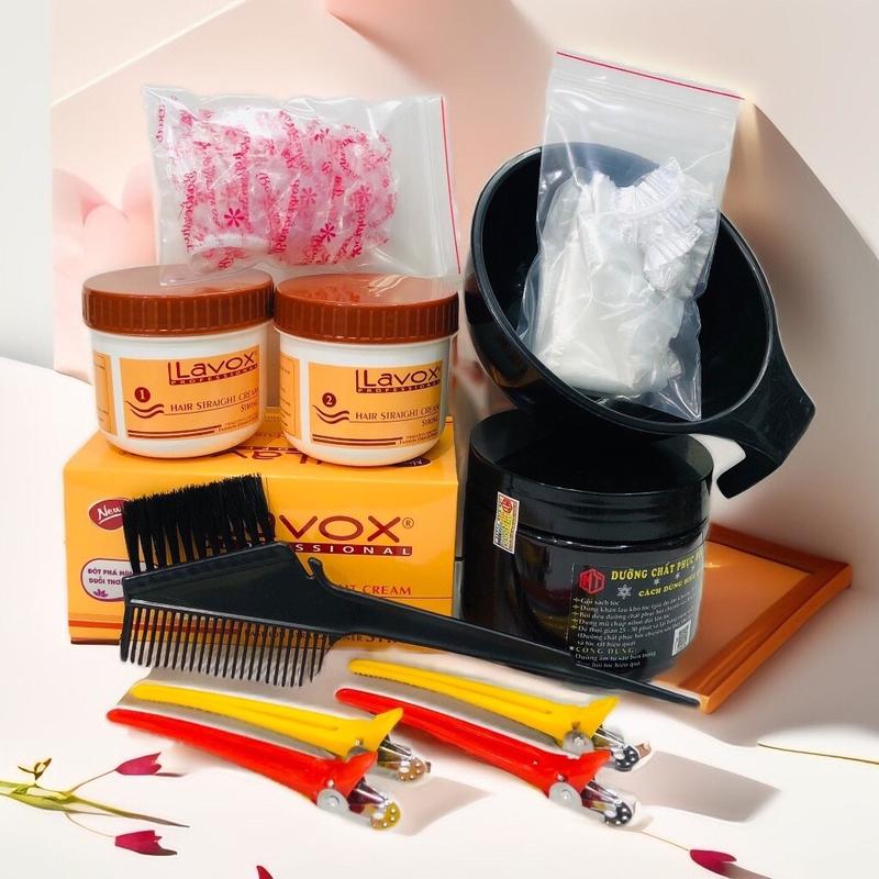 Combo kem duỗi tóc NaVox 140ml x 2 Dưỡng phục hồi 300ml kèm bộ dụng cụ Chăm Sóc Tóc Nữ ủ toc Women