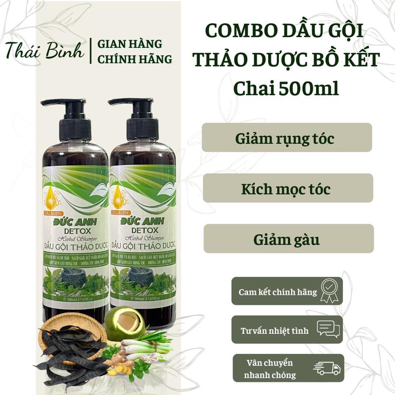 COMBO 2 CHAI DẦU GỘI THẢO DƯỢC BỒ KẾT DETOX ĐỨC ANH - 500ml dầugội nữ