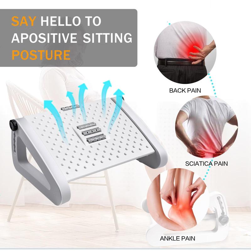 🚚SG Seller🚚Ergonomic Foot Stool 180° Swing Massage Roller Rest Stool Under Office Desk Anti-slip Antibacterial Massage Foot Stool Foot Stool Foot Stool Foot Massage Stool 5
