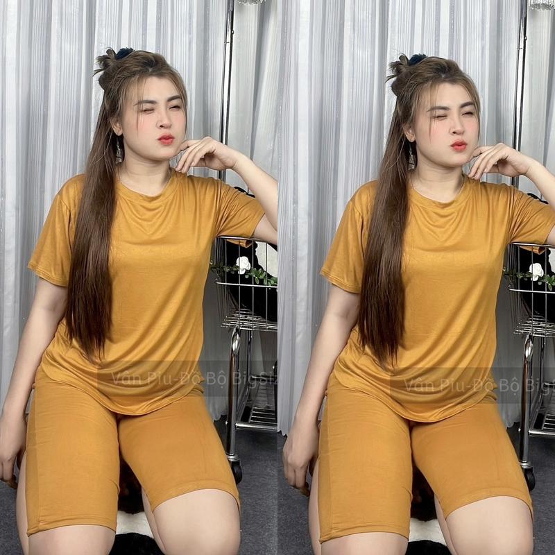 Set bộ Quần Lửng Tay ngắn TÀ VẠT BẦU thun lạnh 45-90KG Top Bán Chạy Quần Ao Nữ 【 đơn 885 xanh biển đầu ời trang