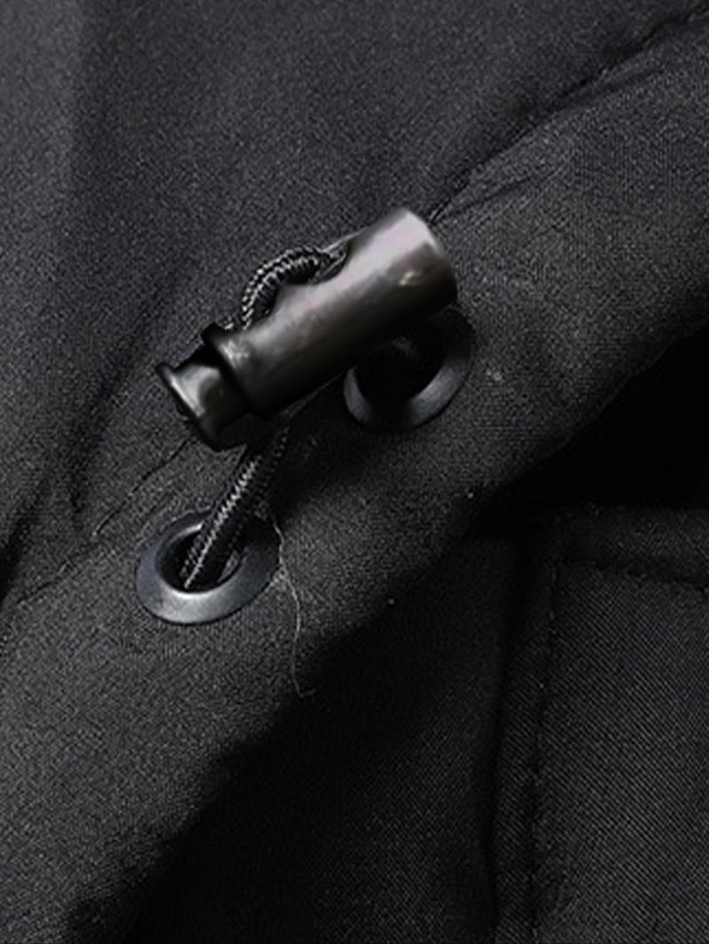 Product Introduction of Men's Letter Print Pocket Drawstring Zip Up Hooded Jacket, Casual Long Sleeve Thermal Lined Outerwear for Fall & Winter, Men's Clothes for Daily Wear 5