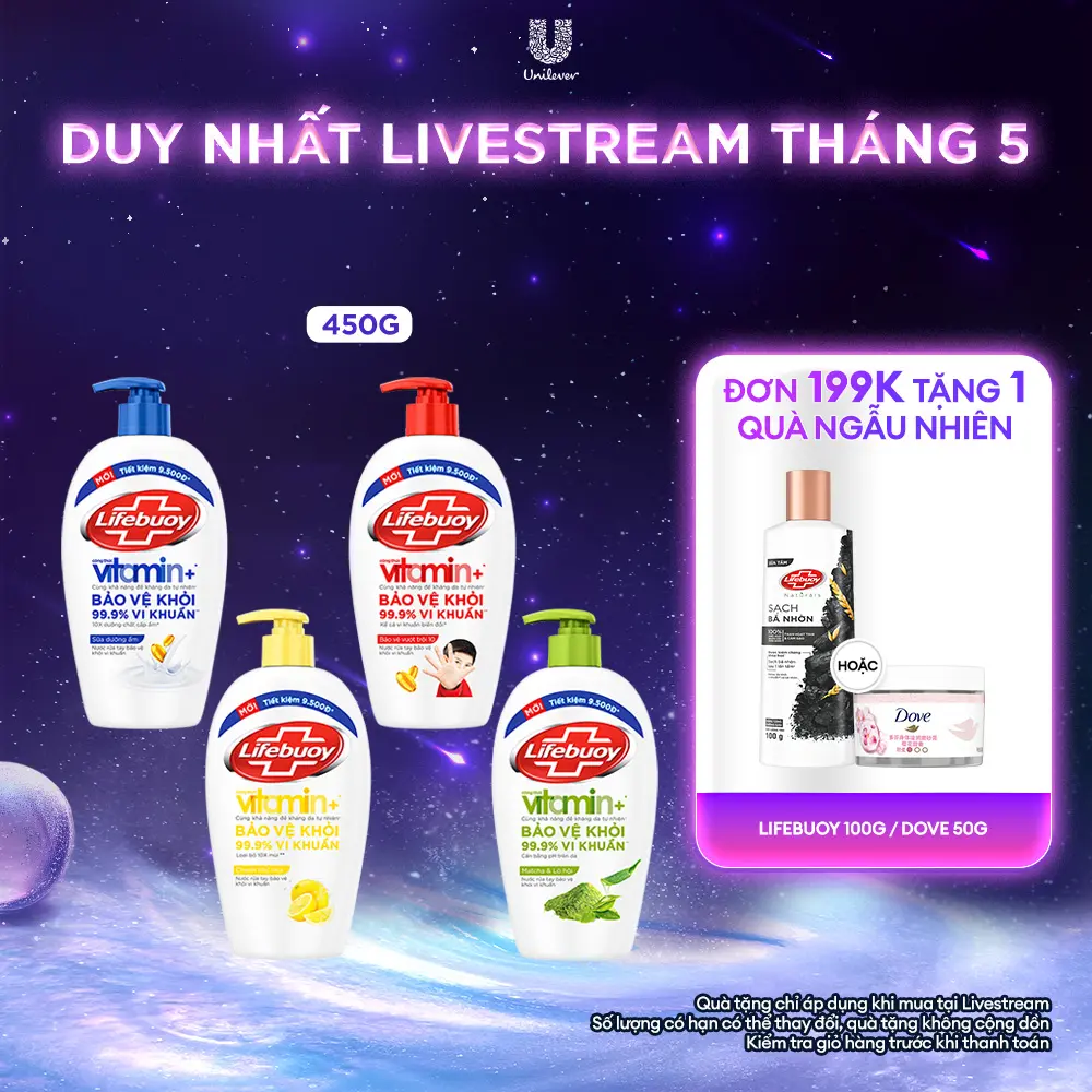 Nước Rửa Tay Lifebuoy Công thức Vitamin+ Hỗ Trợ Bảo Vệ Vượt Trội 10 450g/Chai [1]