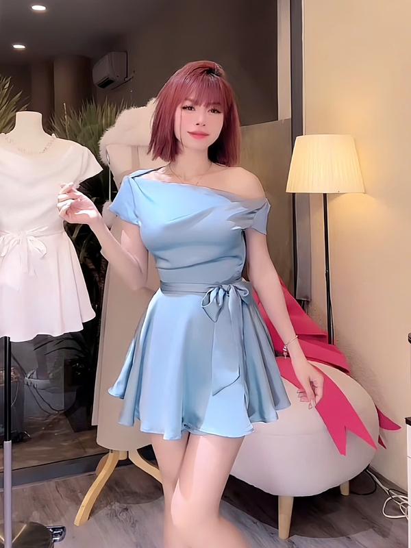 BERRY - Đầm lụa tô châu tay ngắn dáng ngắn, dáng váy xòe, hàng thiết kế 2 lớp, lên form siêu chuẩn (KÈM QUẦN KÈM DÂY ĐAI)  Dress Women 7