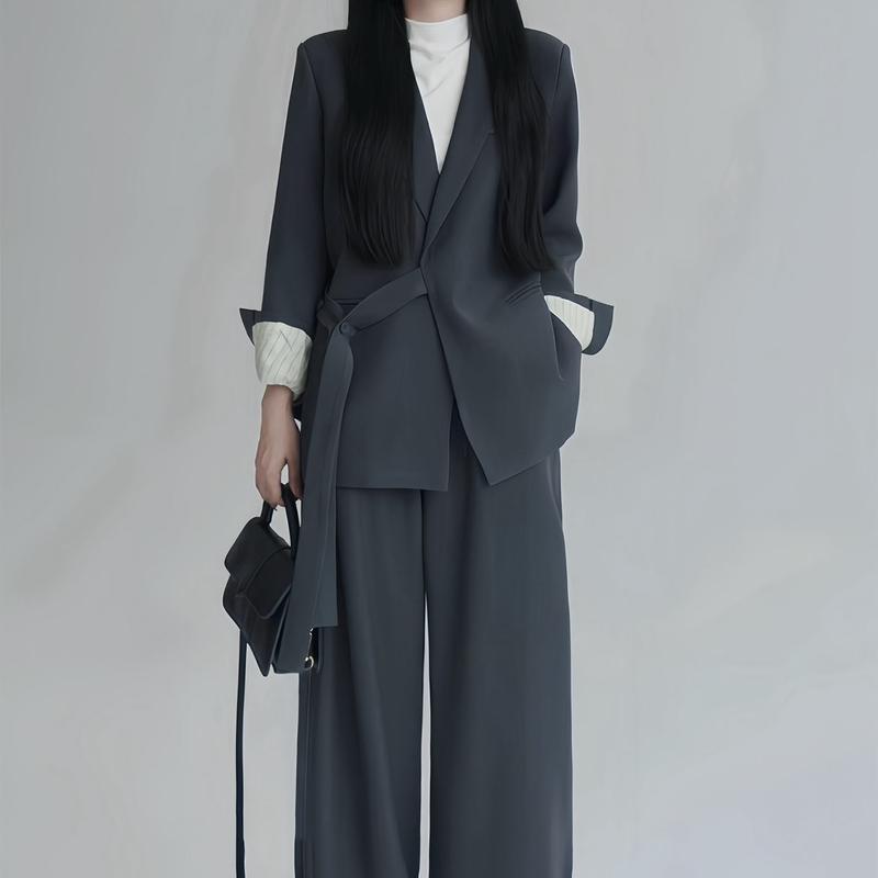 SV2 SÉT VEST QUẦN ỐNG RỘNG ÁO BLAZER TAY DÀI CỘT DÂY ĐI LÀM, ĐI CHƠI, ĐI SỰ KIỆN, SÉT VEST CÔNG SỞ, SÉT BỘ THỜI TRANG SANG TRỌNG Nhung Ong