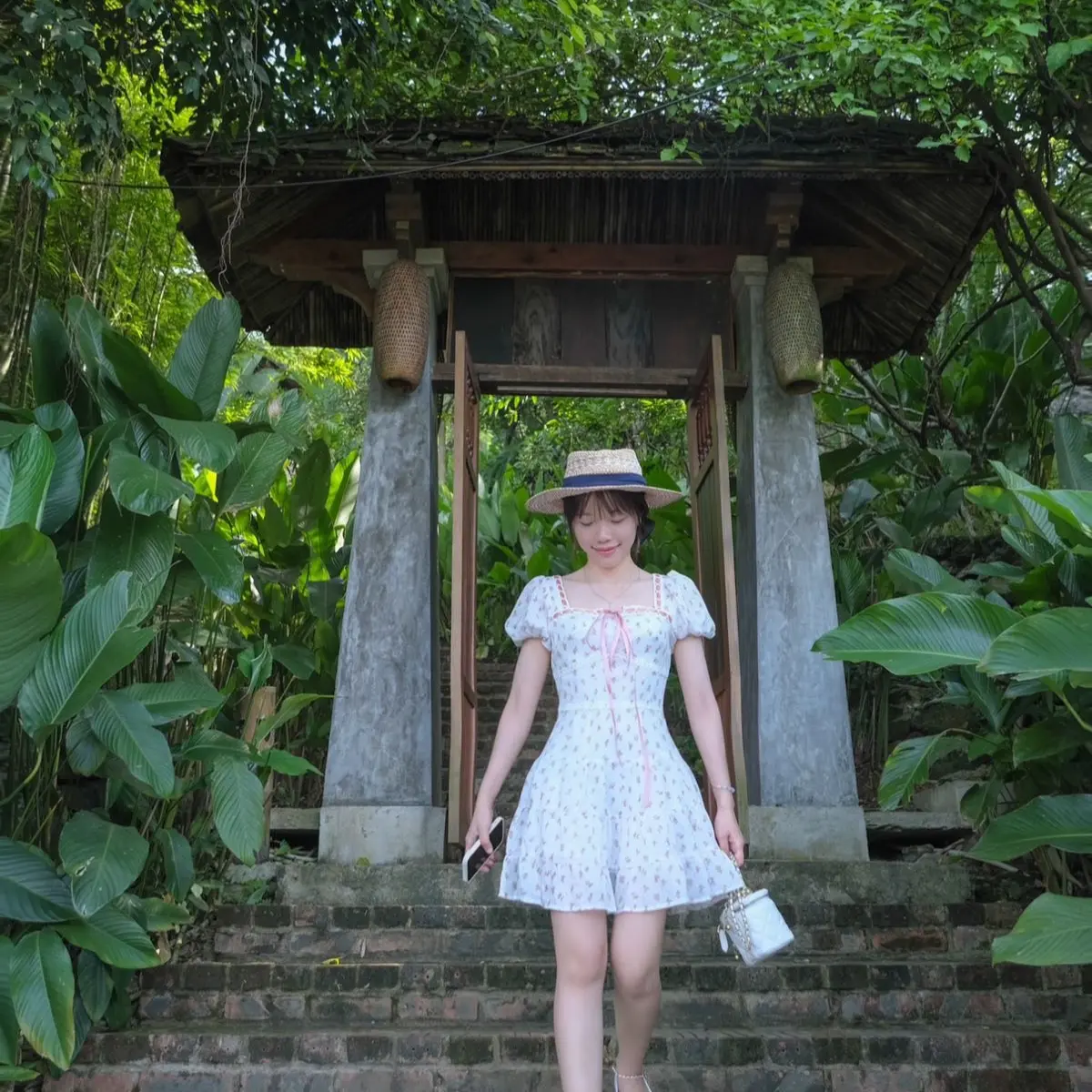 Babi Dress- Váy hoa nhí nơ hồng