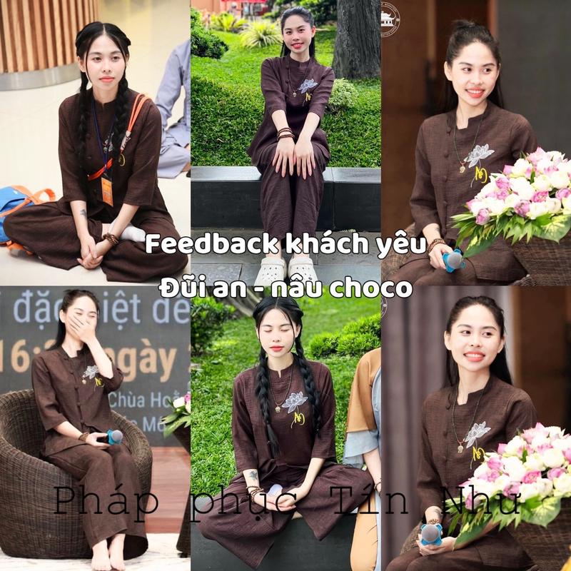 Set quần áo thiền vải đũi chất mát thêu hoa sen an nổi cao cấp Set bộ đi chùa Thương Hiệu Tín Như Chính Hãng (tặng chuỗi vòng tay đá hoặc gỗ) có bigsize 78kg