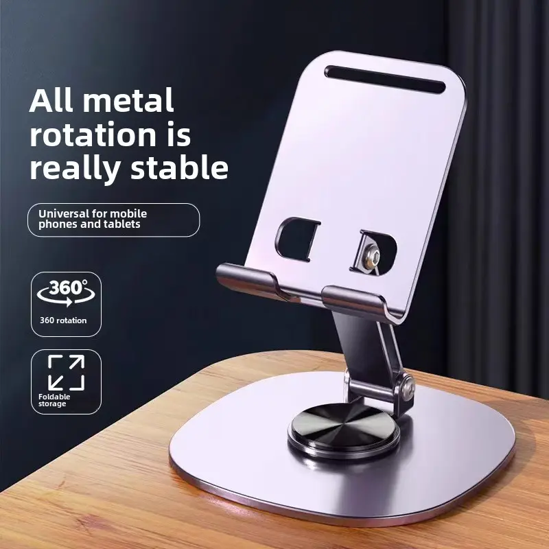 Metal 360-degree rotation mobile phone stand folding multi-functional live show to learn phablet mobile universal
