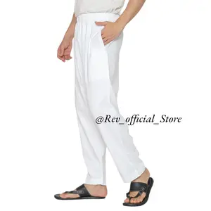 Celana Panjang Muslim Pria Celana Haji Dan umroh Pria bahan kaos Putih Sirwal Dewasa