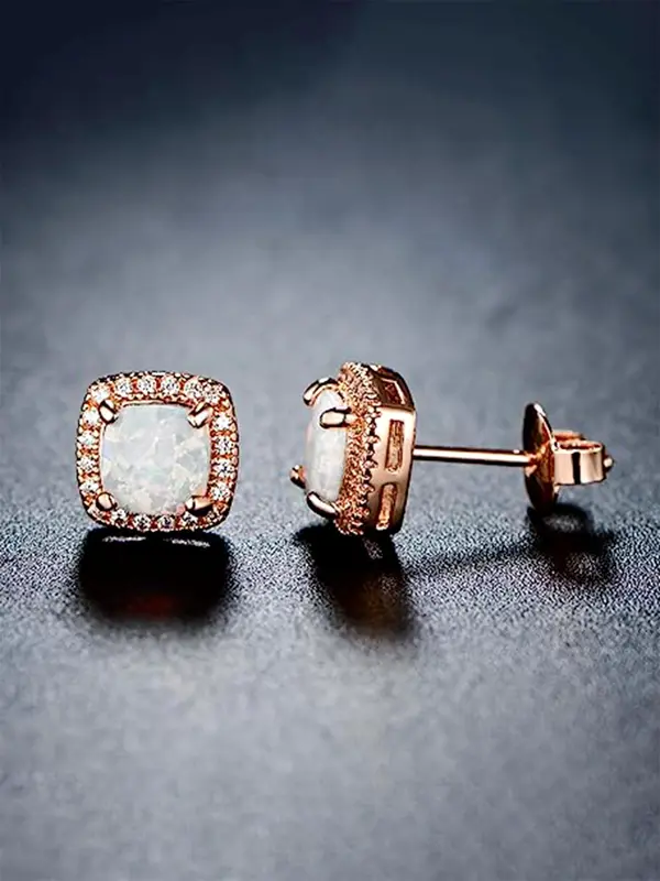 Elegant Artificial Zircon Decorated Stud Earrings, 2pcs/set Cute Fashion Rhinestone Decor Stud Earrings for Women, Anniversary Birthday Jewelry Gift 2