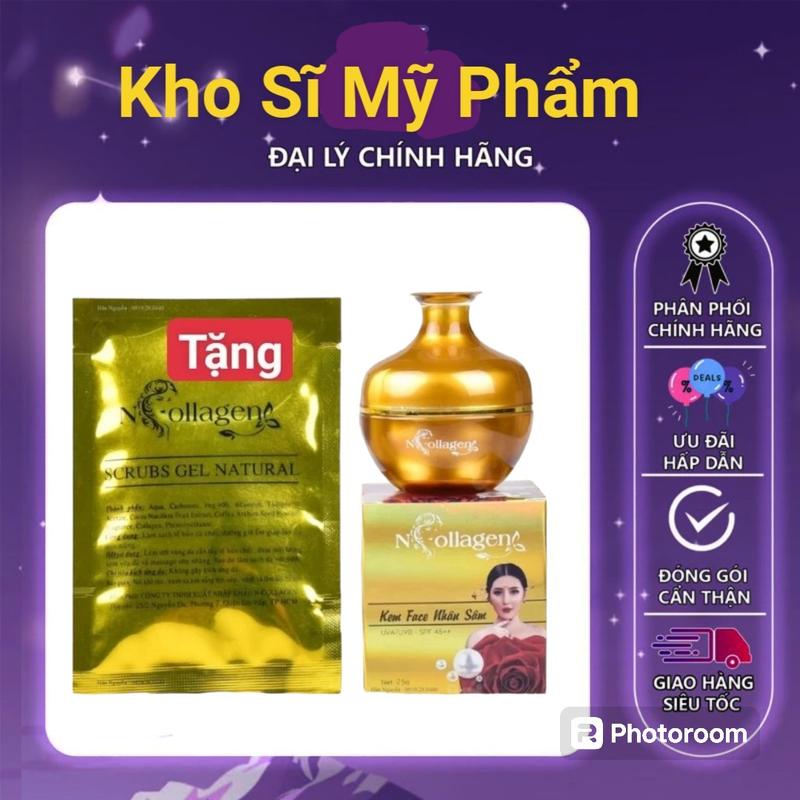 Kem Sâm Vàng N Collagen Tặng Tẩy Tế Bào Hỗ Trợ Dưỡng Ẩm Da Skincare 20g - Giúp Cải Thiện Độ Đàn Hồi Da, Giảm Nếp Nhăn và Tăng Cường Độ Ẩm Cho Da