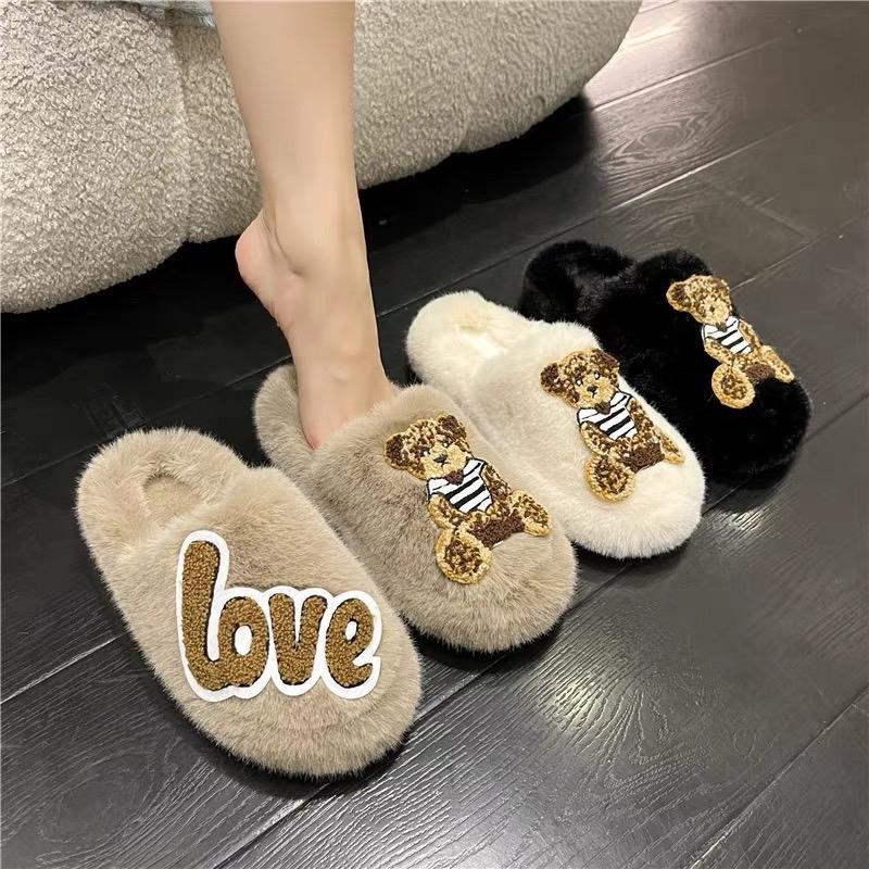 Dép Sục Gấu Chữ cute Mùa đông Nữ DéP Slipper Women