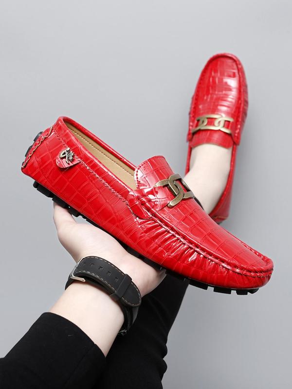 Men's Business Style Solid Color Crocodile Embossed Slip-on Loafers, Fashionable Casual Comfortable Flat Shoes for Daily Wear, Lightweight Breathable Shoes for Men, Boy 1