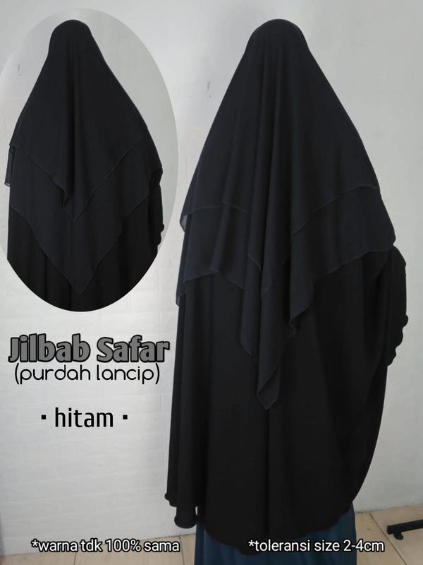 Jilbab Safar Purdah Lancip PREMIUM jetblack & new fortaleza Hitam Muslim 7
