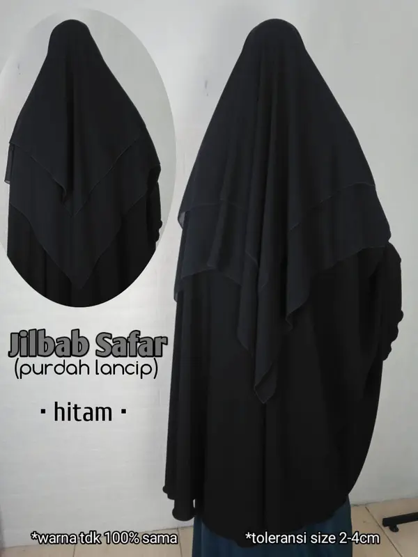 Jilbab Safar Purdah Lancip PREMIUM jetblack & new fortaleza Hitam Muslim 7