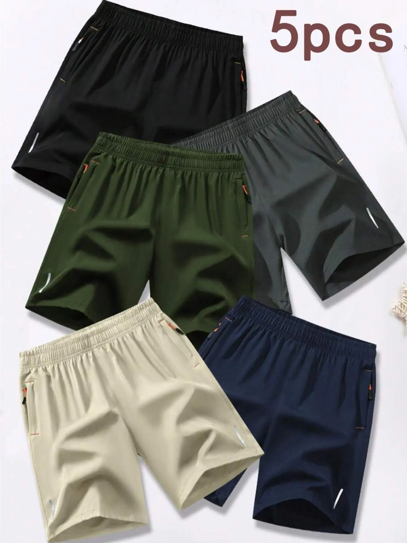 Men's Solid Color Breathable Zipper Pocket Shorts, Regular Fit Casual Comfy Quick Drying Shorts for Summer, Men's Bottoms for Daily Wear